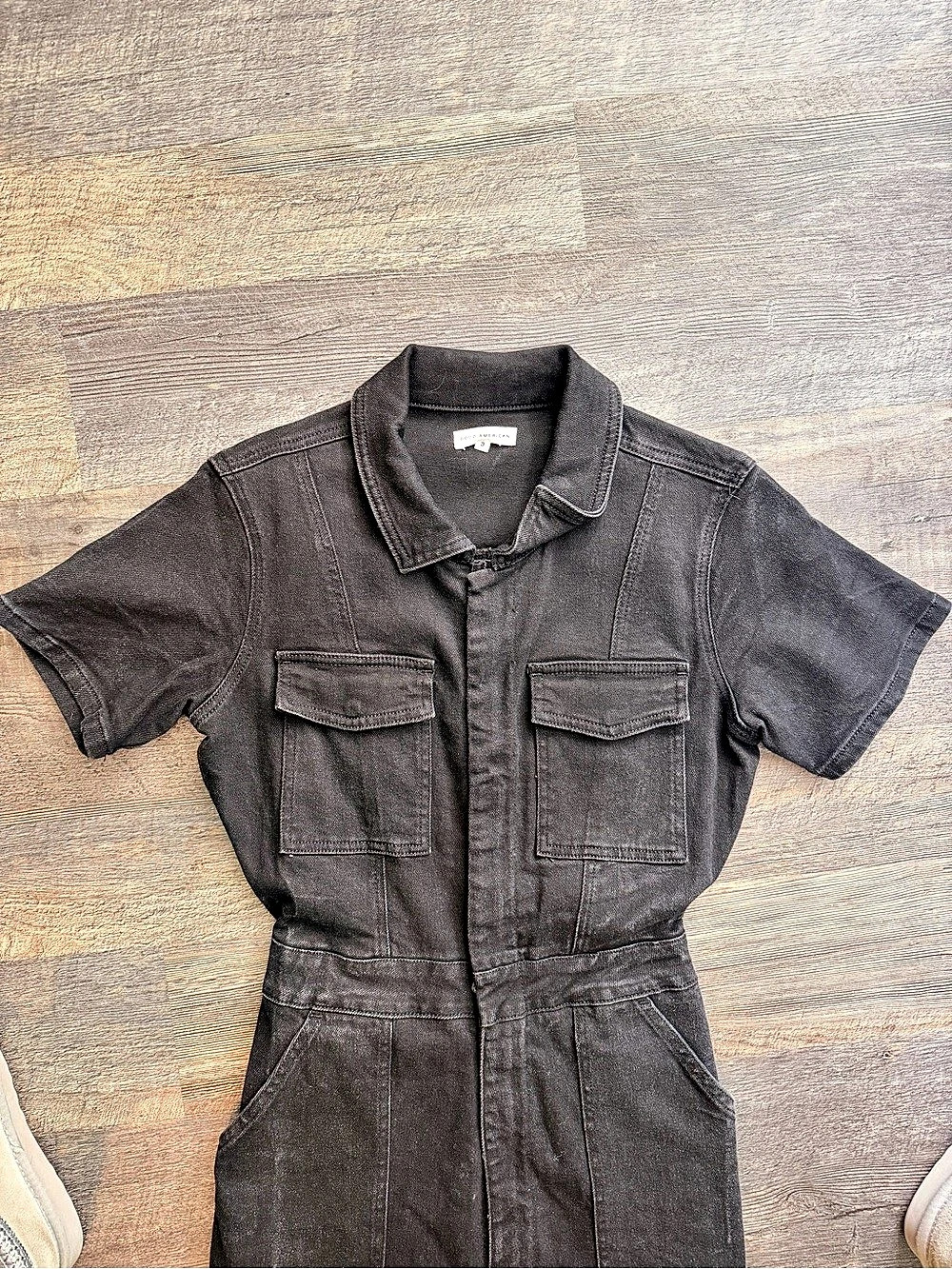 Good American Fit For Success Short Sleeve Denim Jumpsuit Black Size 3 - Picture 2 of 3